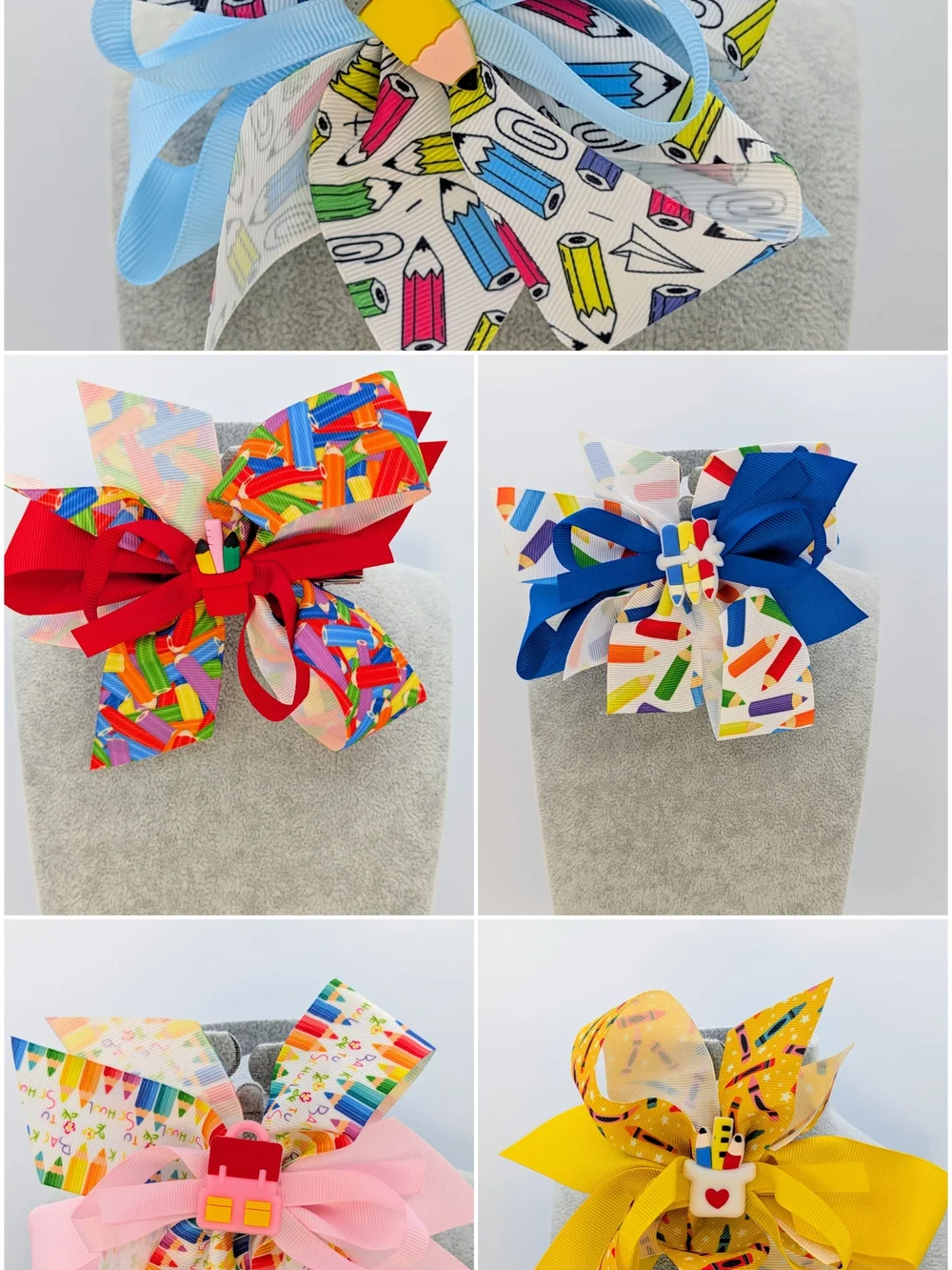 Multi-Color School Themed Alligator Clip Hairbows- Bundle Or Single Price